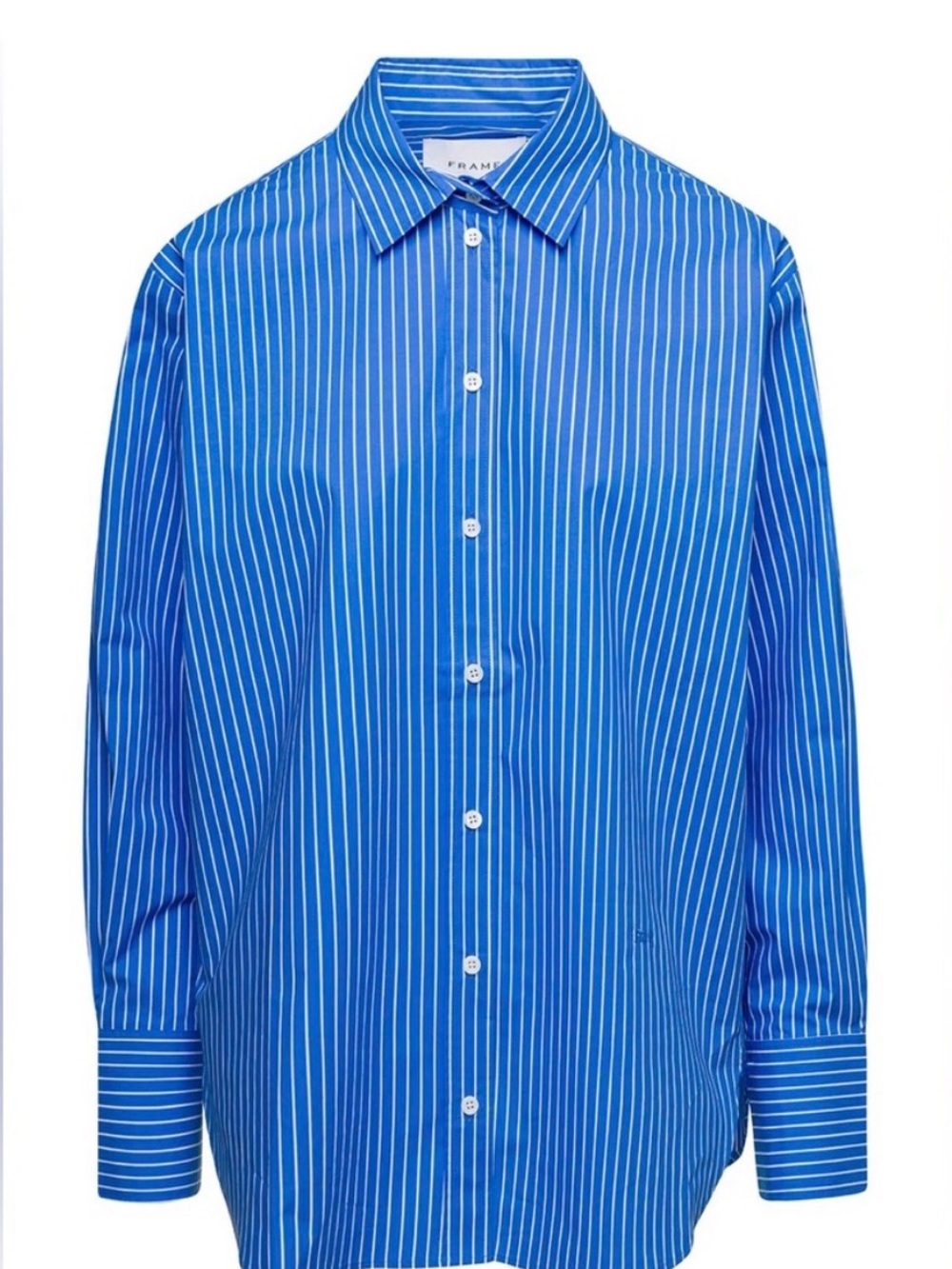 FRAME The Oversized Striped Cotton-Blend Poplin Shirt
